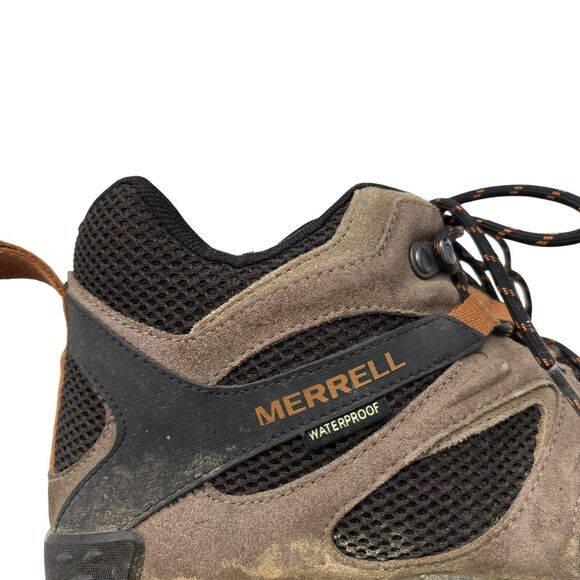 Merrell Yokota 2 Mid Hiking Boots Waterproof Suede Mesh J77375 Mens Sz 12 Brown - Picture 6 of 9